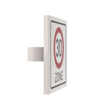 Bedrucktes LEGO® Schild mit Clip 2x2 - 30 Zone Anfang