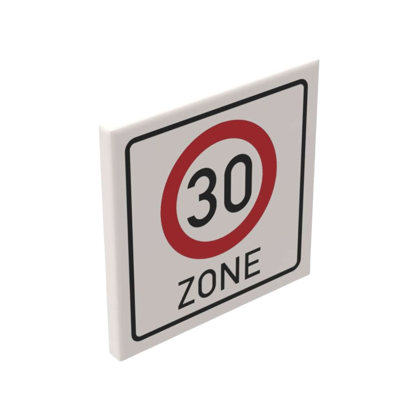 Bedrucktes LEGO® Schild mit Clip 2x2 - 30 Zone Anfang