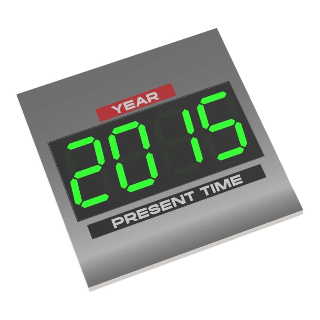 Bedruckte LEGO® Fliese 6x6 - Zurück in die Zukunft™ '2015 PRESENT TIME'