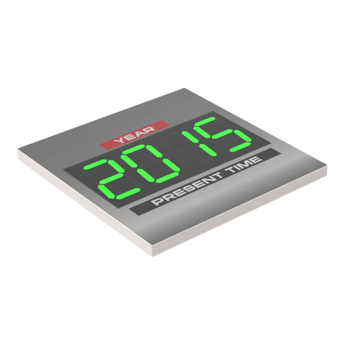 Bedruckte LEGO® Fliese 6x6 - Zurück in die Zukunft™ '2015 PRESENT TIME'