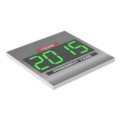 Bedruckte LEGO® Fliese 6x6 - Zurück in die Zukunft™ '2015 PRESENT TIME'