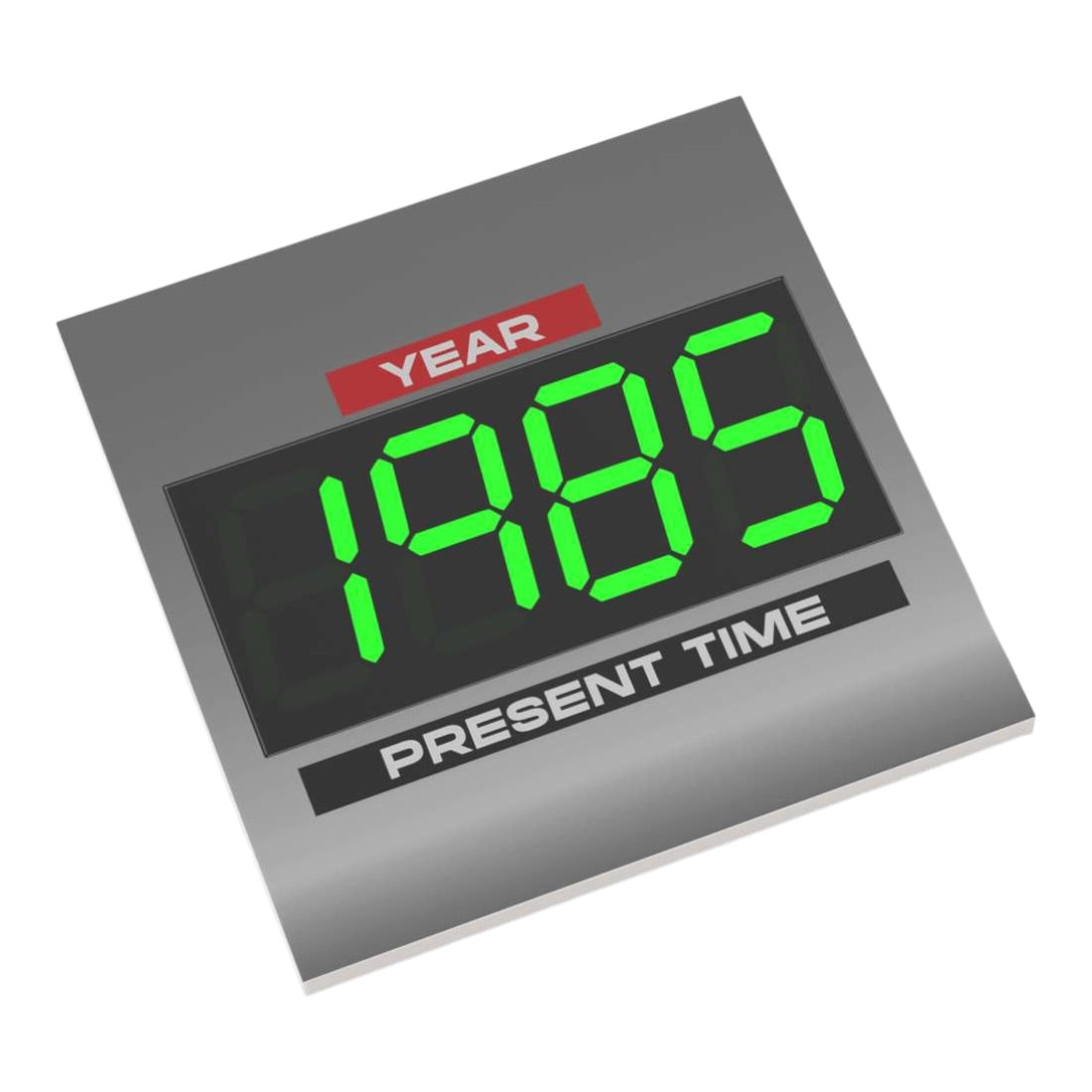 Bedruckte LEGO® Fliese 6x6 - Zurück in die Zukunft™ '1985 PRESENT TIME'