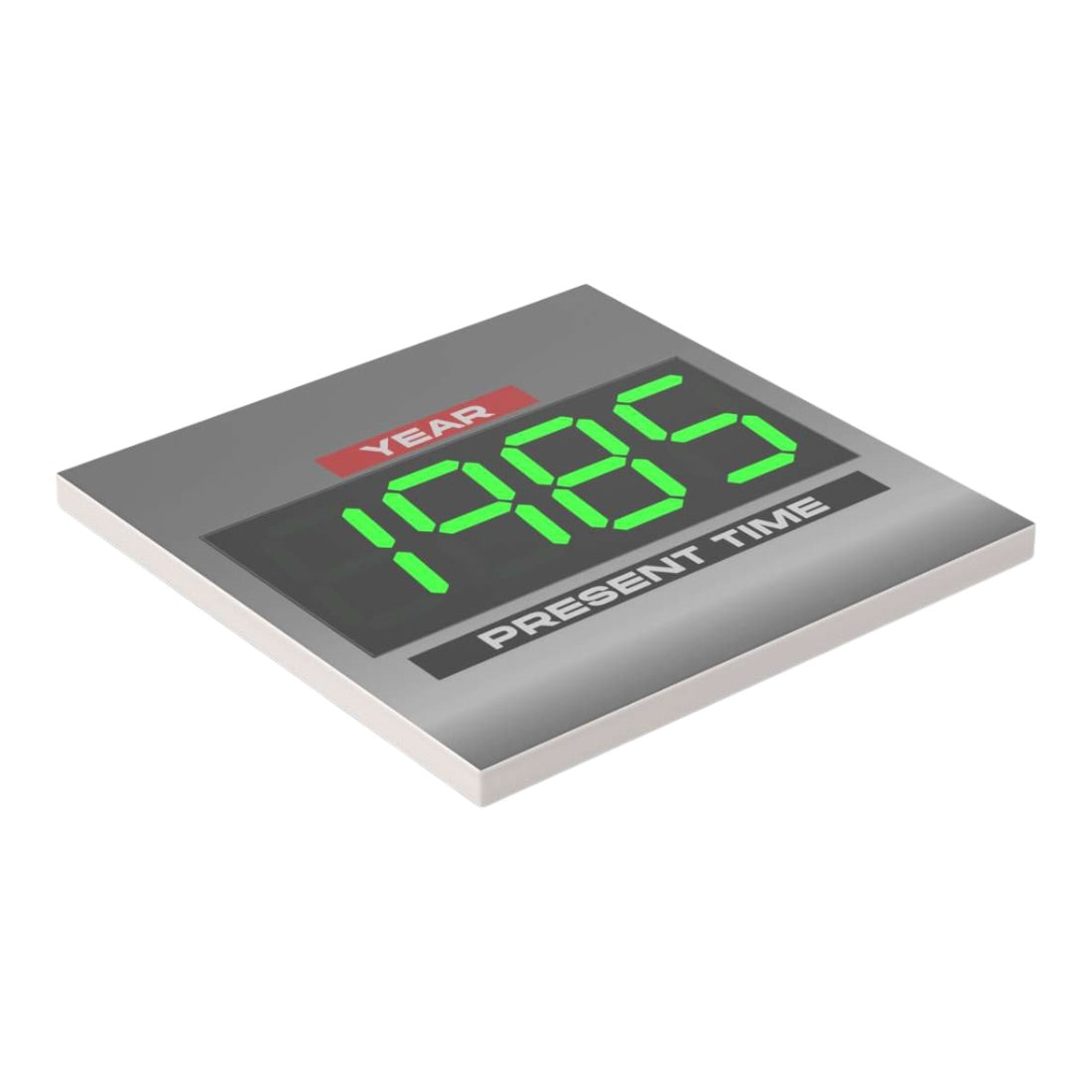 Bedruckte LEGO® Fliese 6x6 - Zurück in die Zukunft™ '1985 PRESENT TIME'