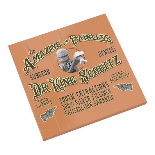 Bedruckte LEGO® Fliesen - 'Dr King Schultz' - Werbetafel aus Django Unchained