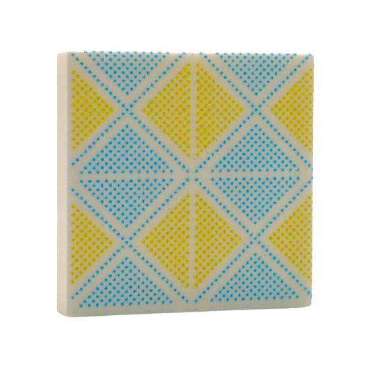 Tile 2x2 - Gelb-Blau gemustert