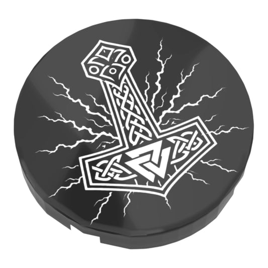 Bedruckte LEGO® Fliese 2x2 - Wikinger Symbol 12 'Mjölnir / Thors Hammer'