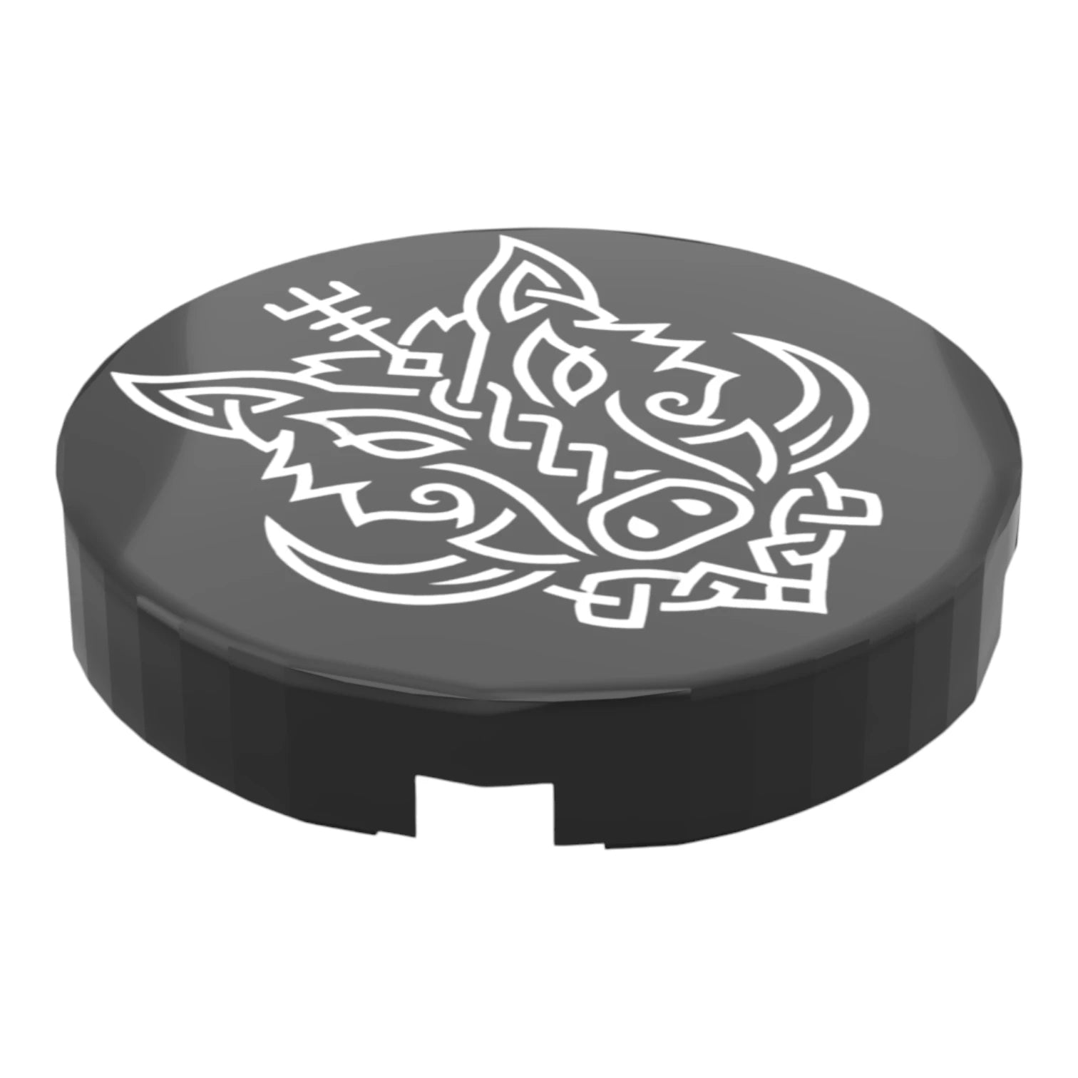Bedruckte LEGO® Fliese 2x2 - Wikinger Symbol 2 'Eberkopf / nordisches Tieremblem'