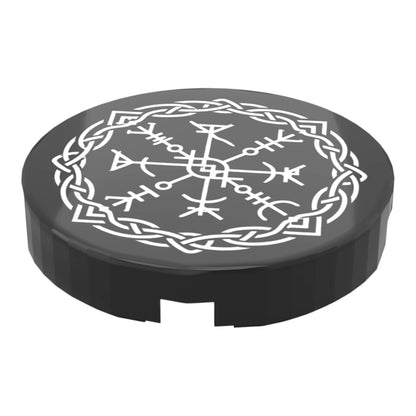 Bedruckte LEGO® Fliese 2x2 - Wikinger Symbol 1 ' Runenkreis / nordisches Sigil'