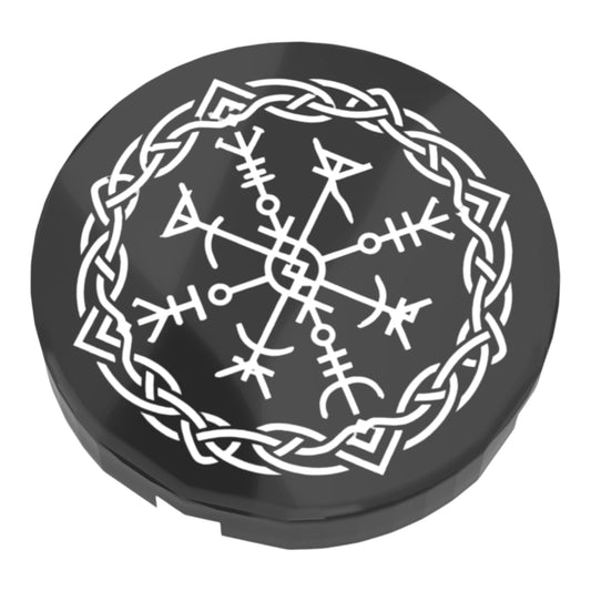 Bedruckte LEGO® Fliese 2x2 - Wikinger Symbol 1 ' Runenkreis / nordisches Sigil'