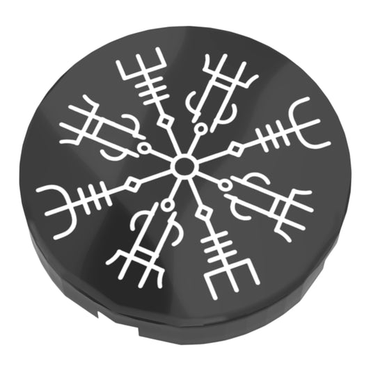 Bedruckte LEGO® Fliese 2x2 - Wikinger Symbol 11 'Vegvisir / Wikinger-Kompass'