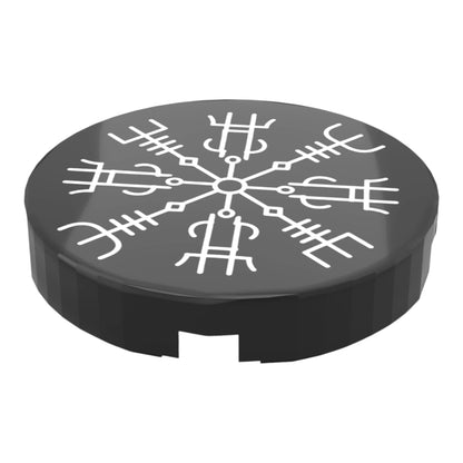 Bedruckte LEGO® Fliese 2x2 - Wikinger Symbol 11 'Vegvisir / Wikinger-Kompass'