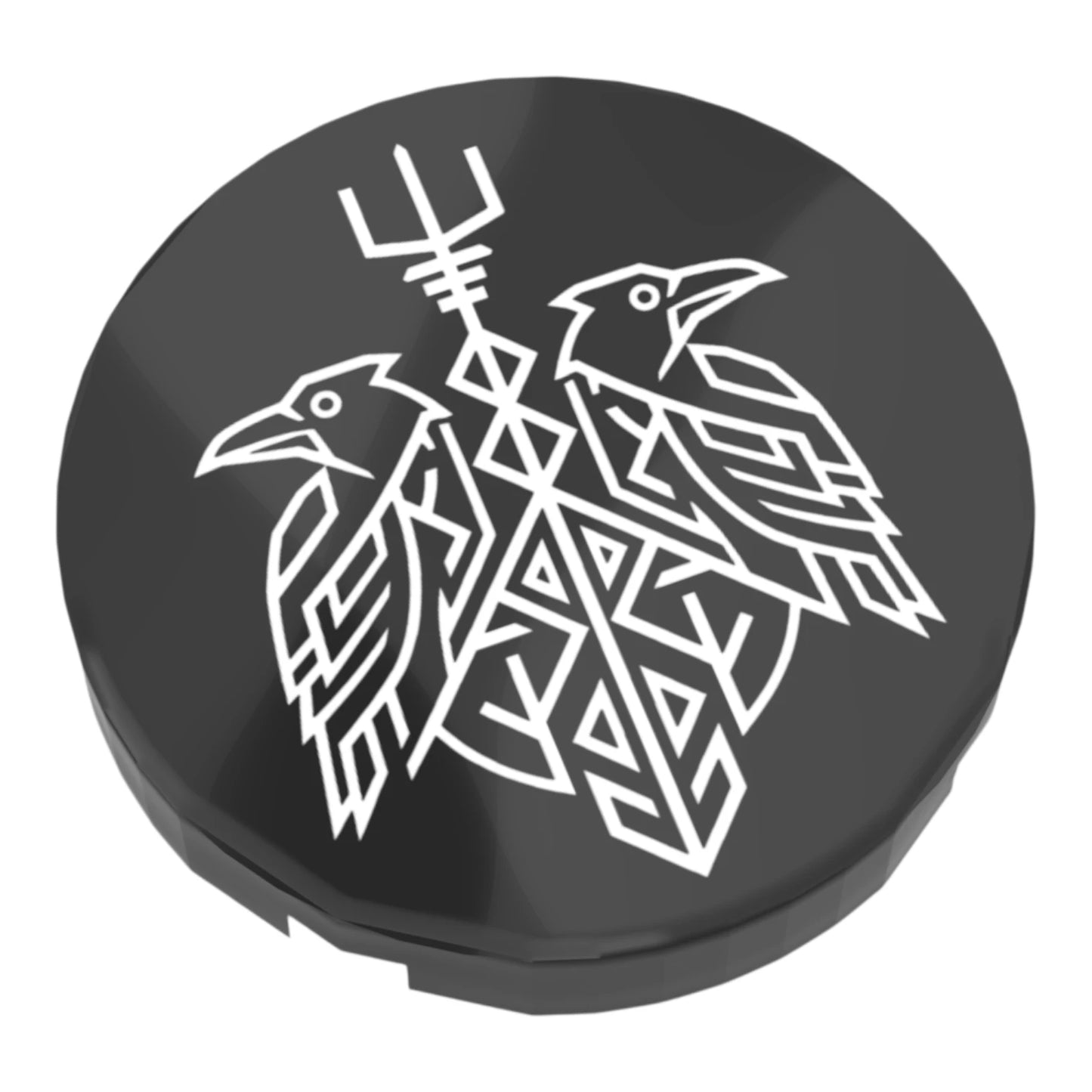 Bedruckte LEGO® Fliese 2x2 - Wikinger Symbol 8 'Odins Raben mit Runenstab'