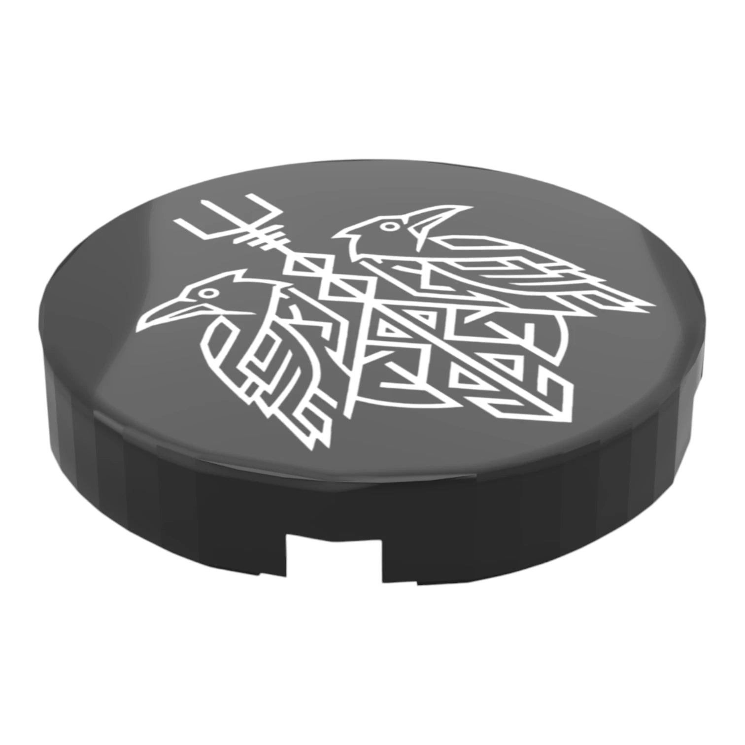 Bedruckte LEGO® Fliese 2x2 - Wikinger Symbol 8 'Odins Raben mit Runenstab'