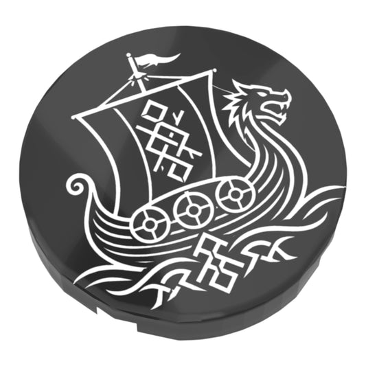 Bedruckte LEGO® Fliese 2x2 - Wikinger Symbol 7 'Wikingerschiff'