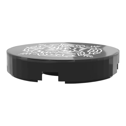 Bedruckte LEGO® Fliese 2x2 - Wikinger Symbol 6 'Fenrir / Wolfskopf'