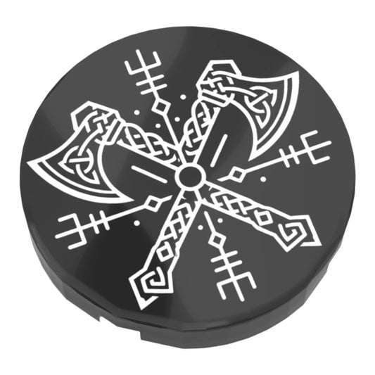 Bedruckte LEGO® Fliese 2x2 - Wikinger Symbol 4 ' Gekreuzte Wikinger-Axt'