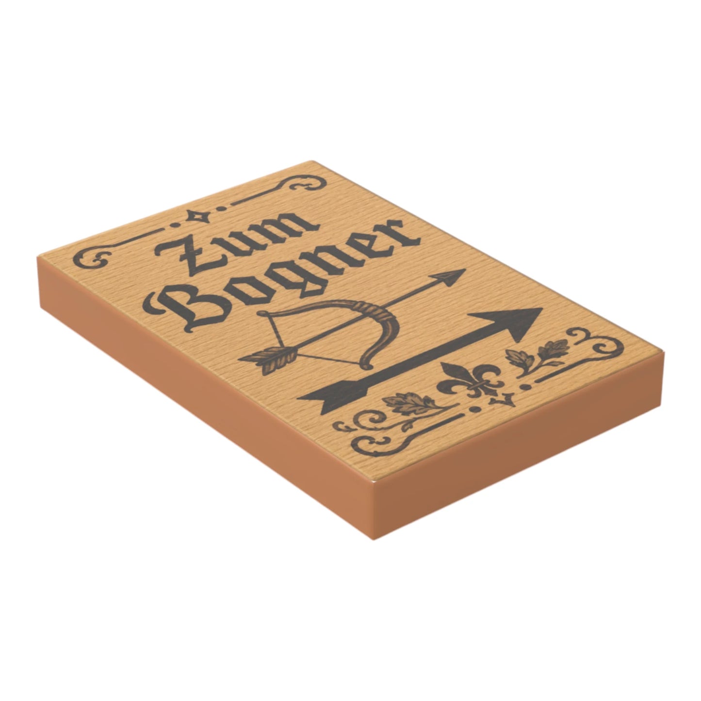 Bedruckte LEGO® Fliese 2x3 - Holzschild 23 'Zum Bogner'