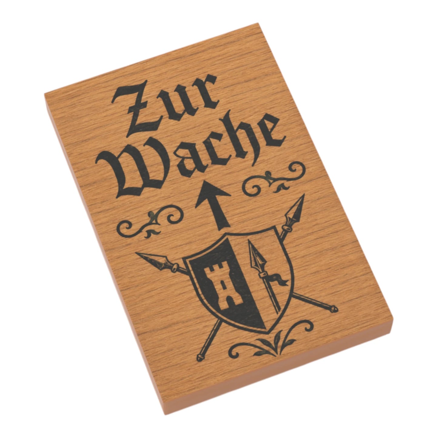 Bedruckte LEGO® Fliese 2x3 - Holzschild 'Zur Wache'