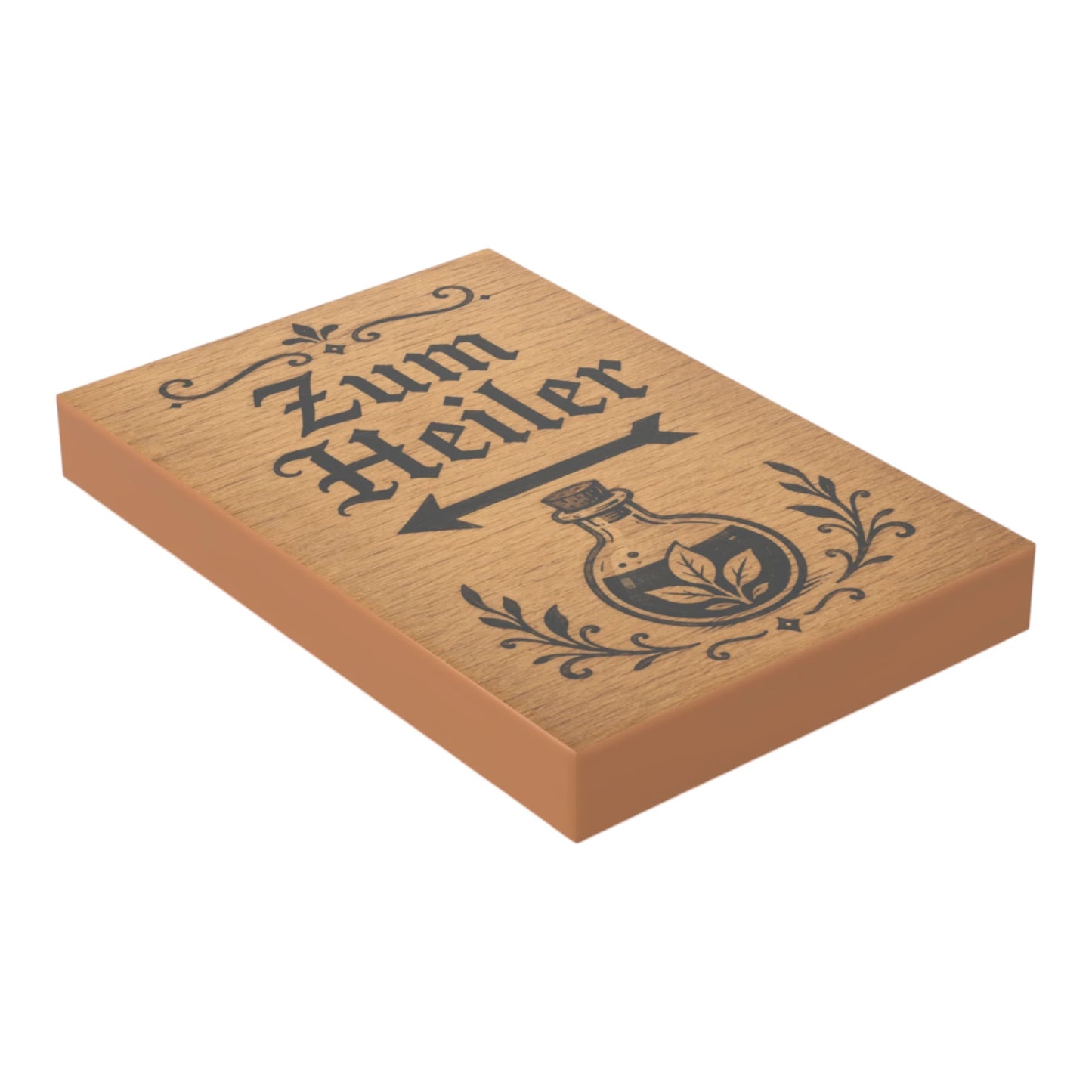 Bedruckte LEGO® Fliese 2x3 - Holzschild 18 'Zum Heiler'