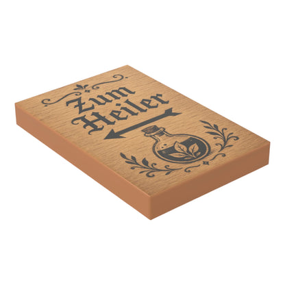 Bedruckte LEGO® Fliese 2x3 - Holzschild 18 'Zum Heiler'