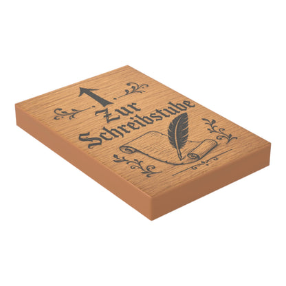 Bedruckte LEGO® Fliese 2x3 - Holzschild 8 'Zur Schreibstube'