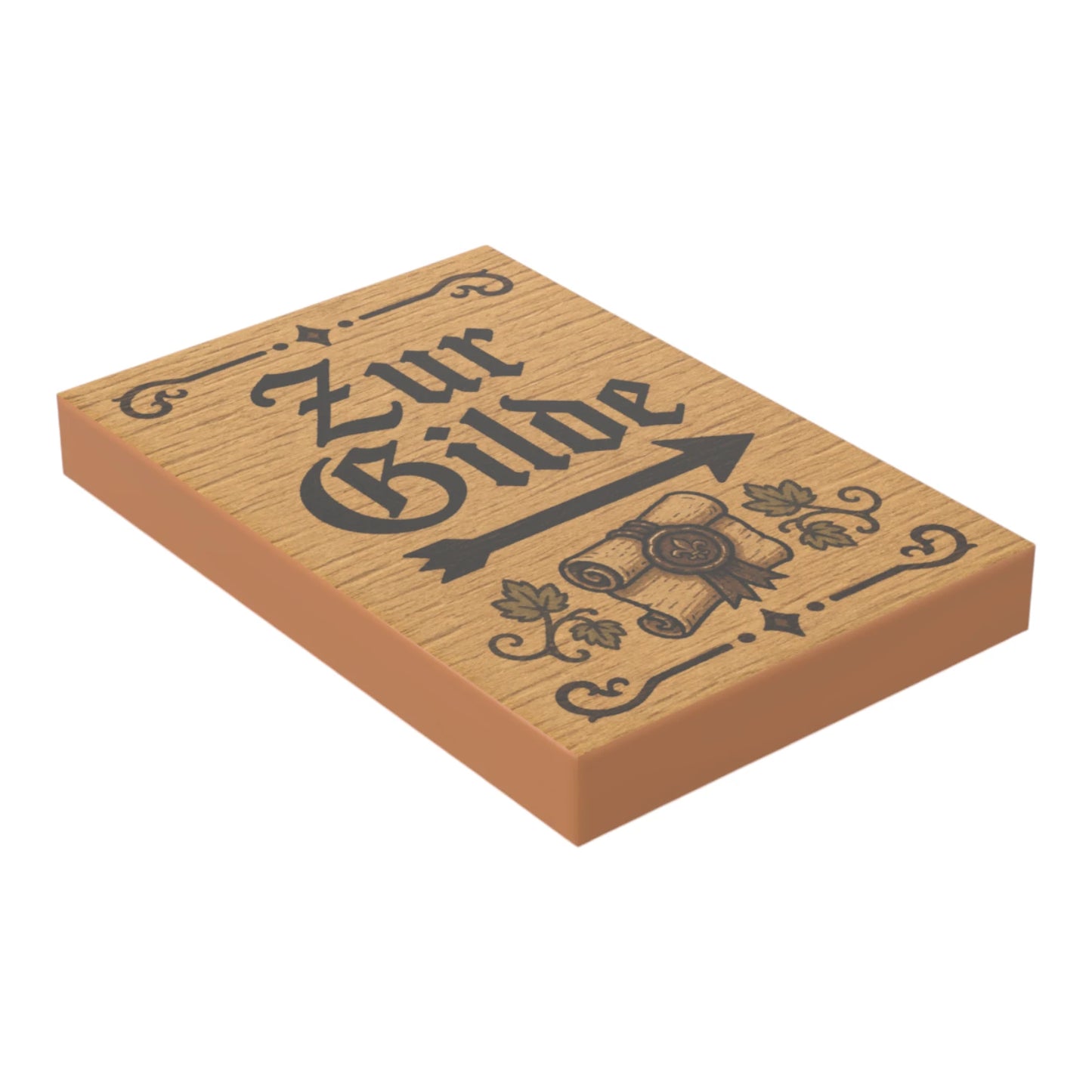 Bedruckte LEGO® Fliese 2x3 - Holzschild 7 'Zur Gilde'