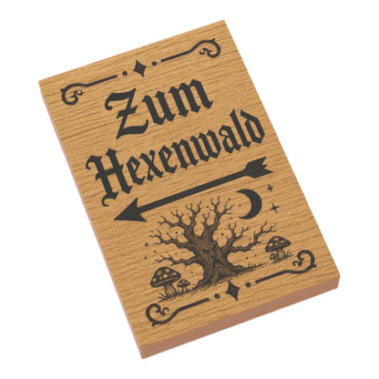 Bedruckte LEGO® Fliese 2x3 - Holzschild 20 'Zum Hexenwald'