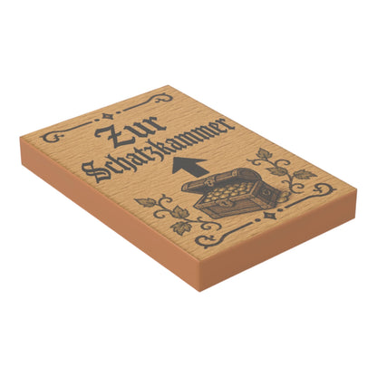 Bedruckte LEGO® Fliese 2x3 - Holzschild 13 'Zur Schatzkammer'