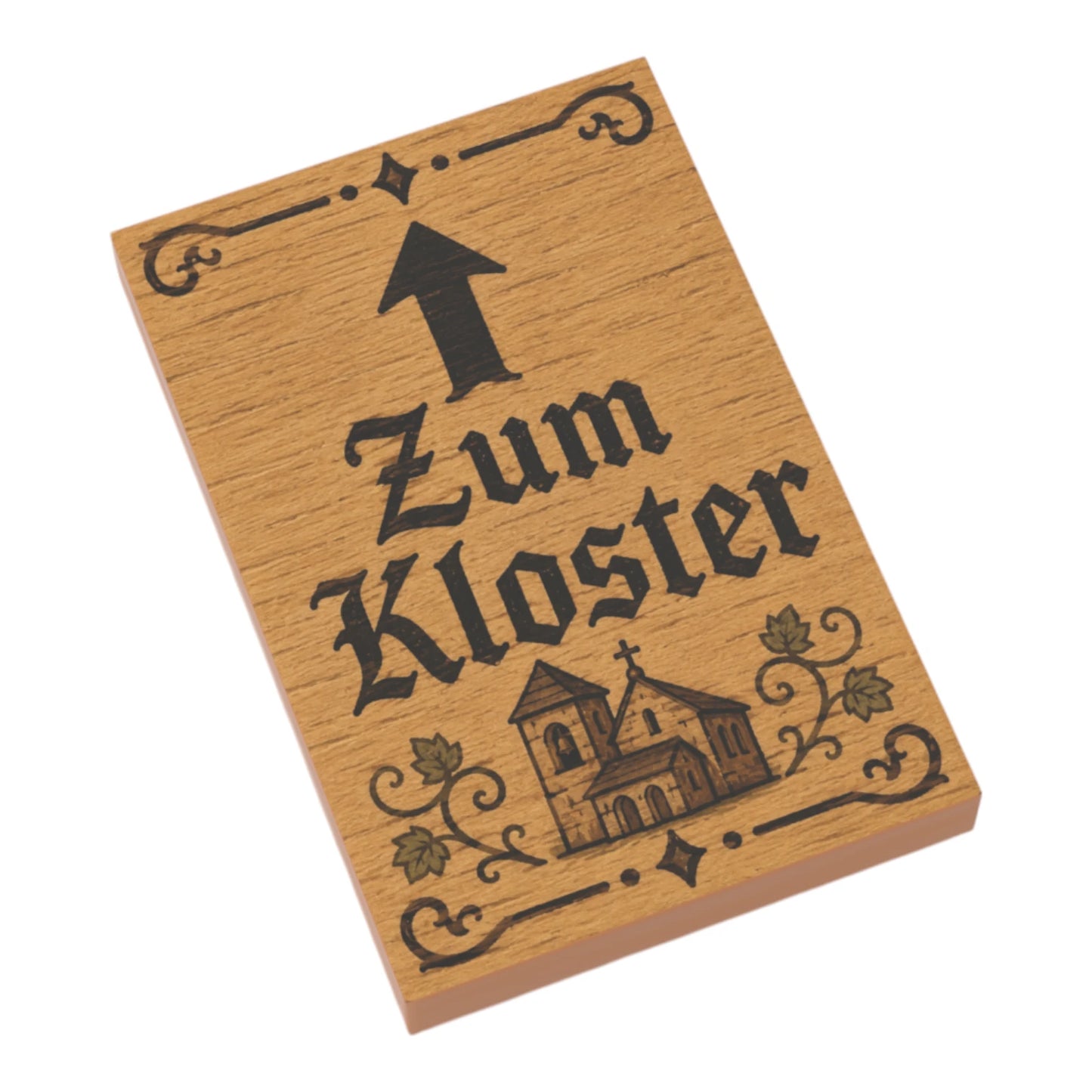 Bedruckte LEGO® Fliese 2x3 - Holzschild 'Zum Kloster'