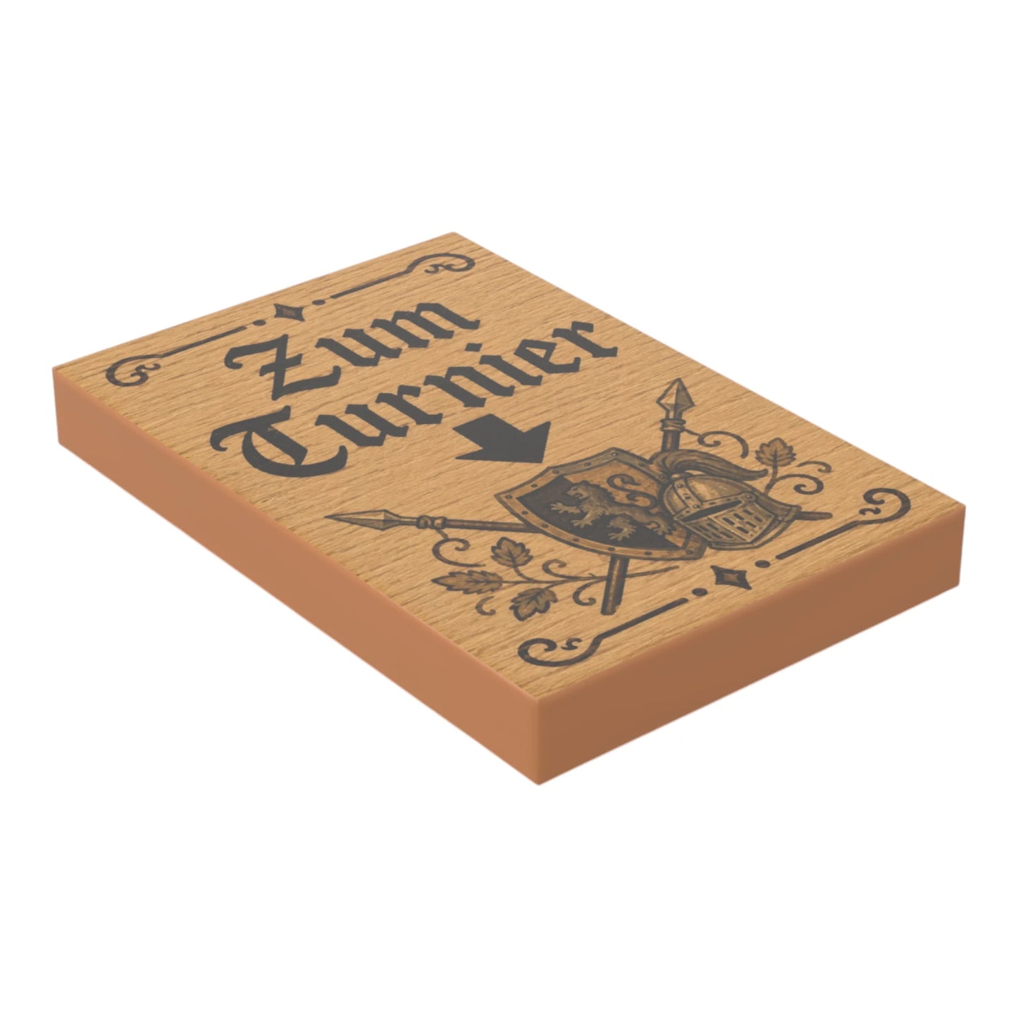 Bedruckte LEGO® Fliese 2x3 - Holzschild 19 'Zum Tunier'