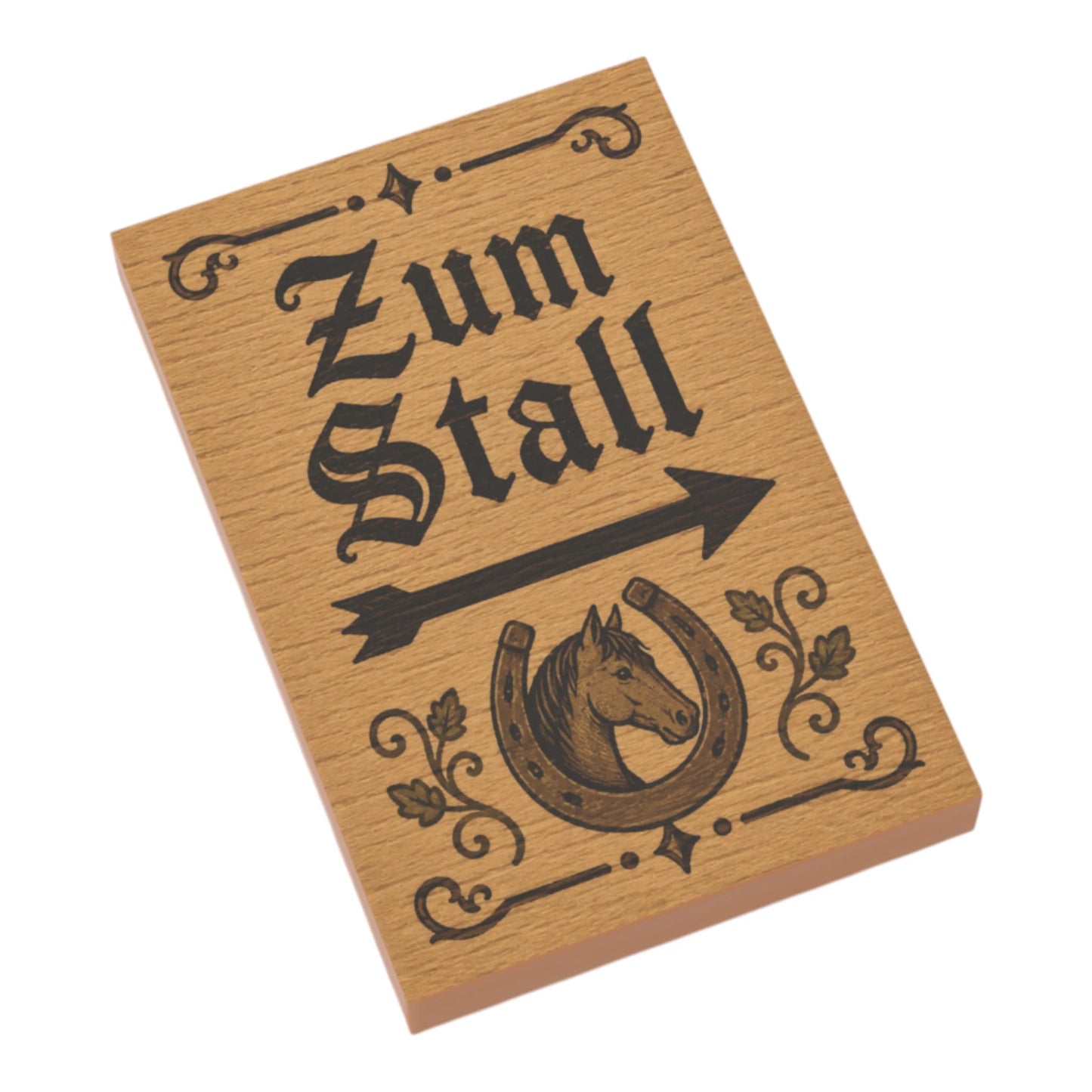 Bedruckte LEGO® Fliese 2x3 - Holzschild 21 'Zum Stall'