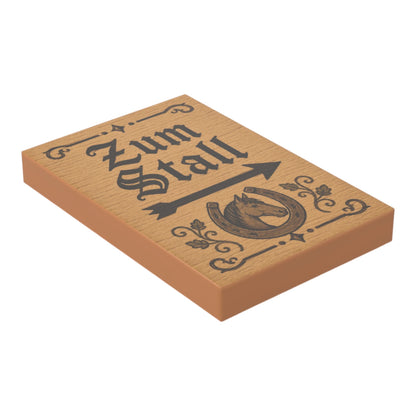 Bedruckte LEGO® Fliese 2x3 - Holzschild 21 'Zum Stall'