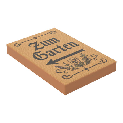 Bedruckte LEGO® Fliese 2x3 - Holzschild 3 'Zum Garten'