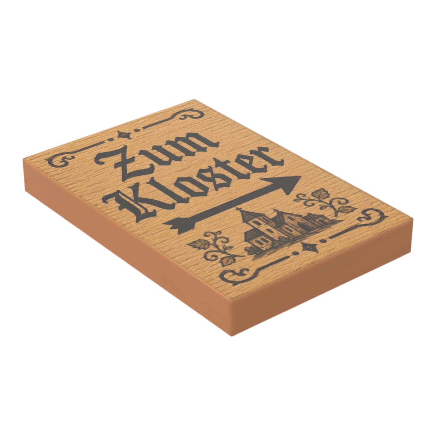 Bedruckte LEGO® Fliese 2x3 - Holzschild 12 'Zum Kloster'