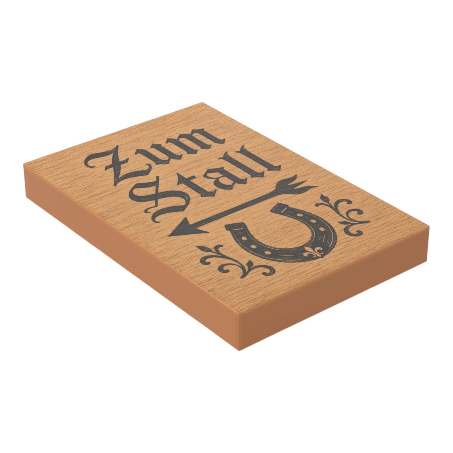 Bedruckte LEGO® Fliese 2x3 - Holzschild 1 'Zum Stall'