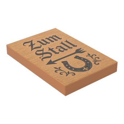 Bedruckte LEGO® Fliese 2x3 - Holzschild 1 'Zum Stall'