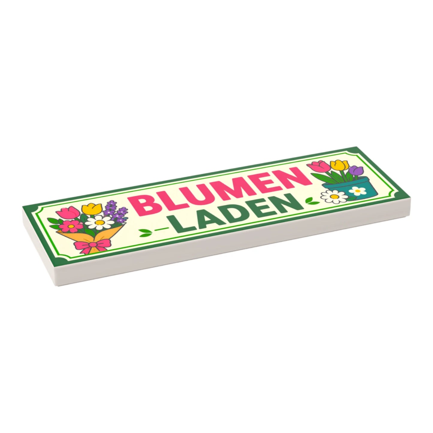 Bedruckte LEGO® Fliese 2x6 - Schild 'Blumen Laden'
