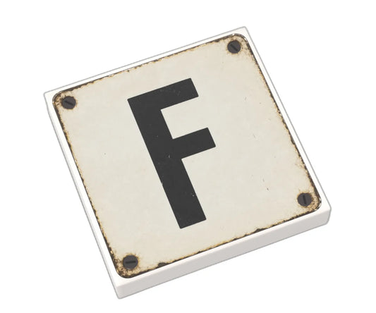 Bedruckte LEGO® Fliese 2x2 - Altes Schild 29 'F'