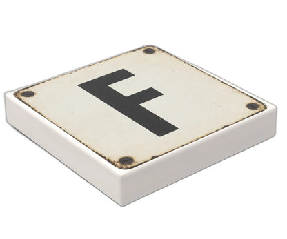 Bedruckte LEGO® Fliese 2x2 - Altes Schild 29 'F'