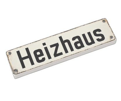 Bedruckte LEGO® Fliese 1x4 - Altes Schild 2 'Heizhaus'