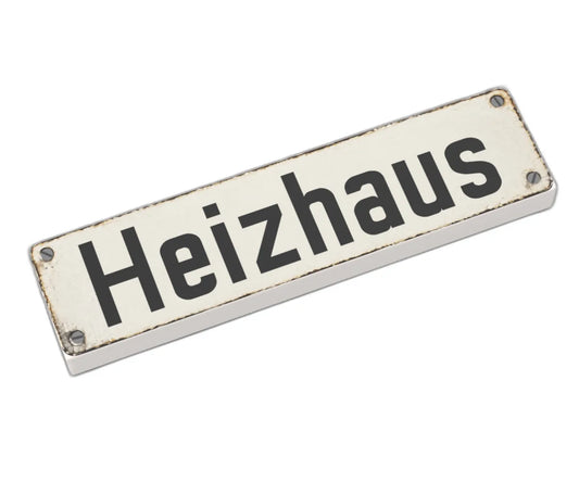 Bedruckte LEGO® Fliese 1x4 - Altes Schild 2 'Heizhaus'