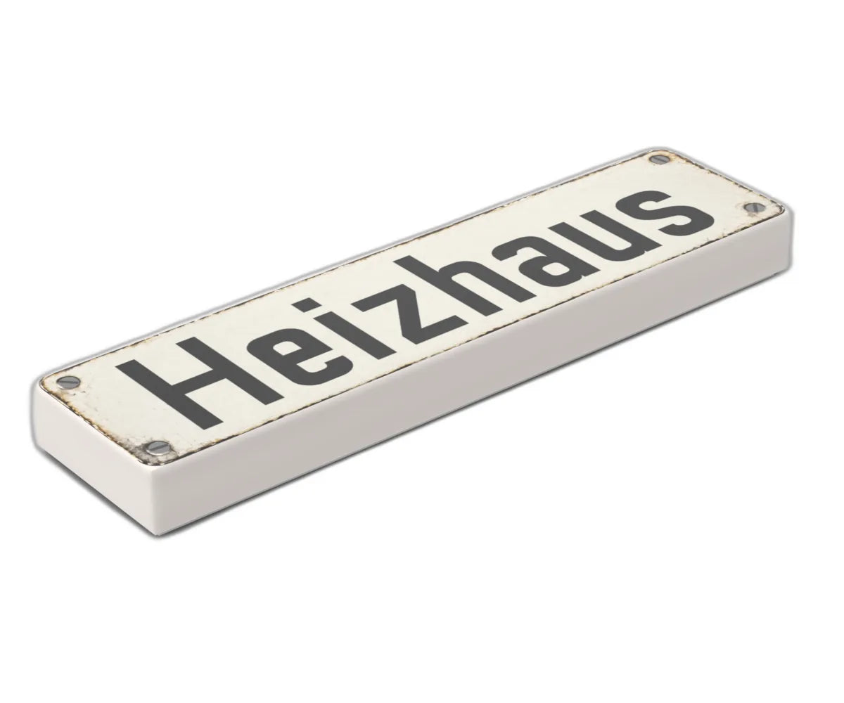 Bedruckte LEGO® Fliese 1x4 - Altes Schild 2 'Heizhaus'