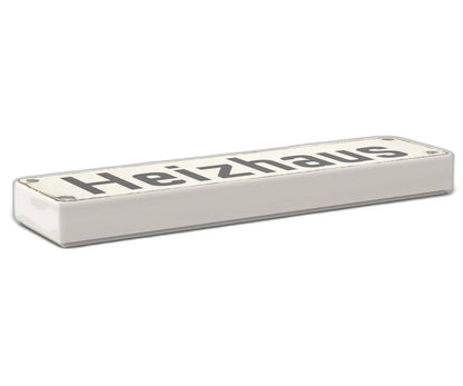 Bedruckte LEGO® Fliese 1x4 - Altes Schild 2 'Heizhaus'