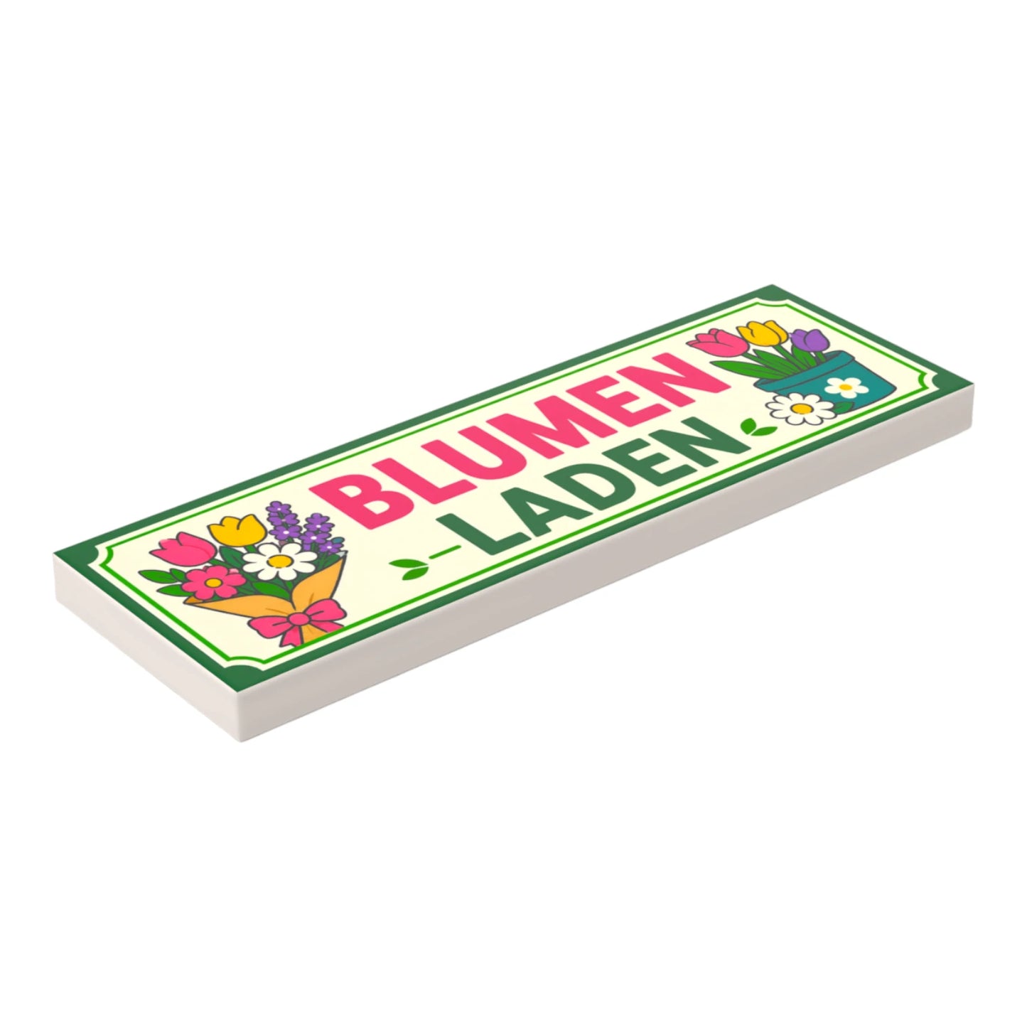 Bedruckte LEGO® Fliese 2x6 - Schild 'Blumen Laden'
