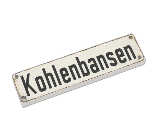Bedruckte LEGO® Fliese 1x4 - Altes Schild 3 'Kohlenbansen'