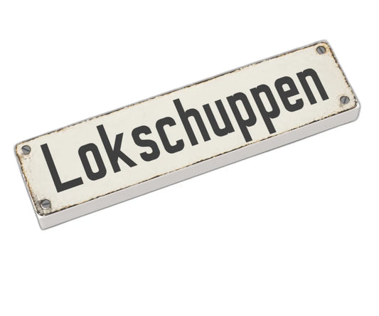 Bedruckte LEGO® Fliese 1x4 - Altes Schild 4 'Lokschuppen'
