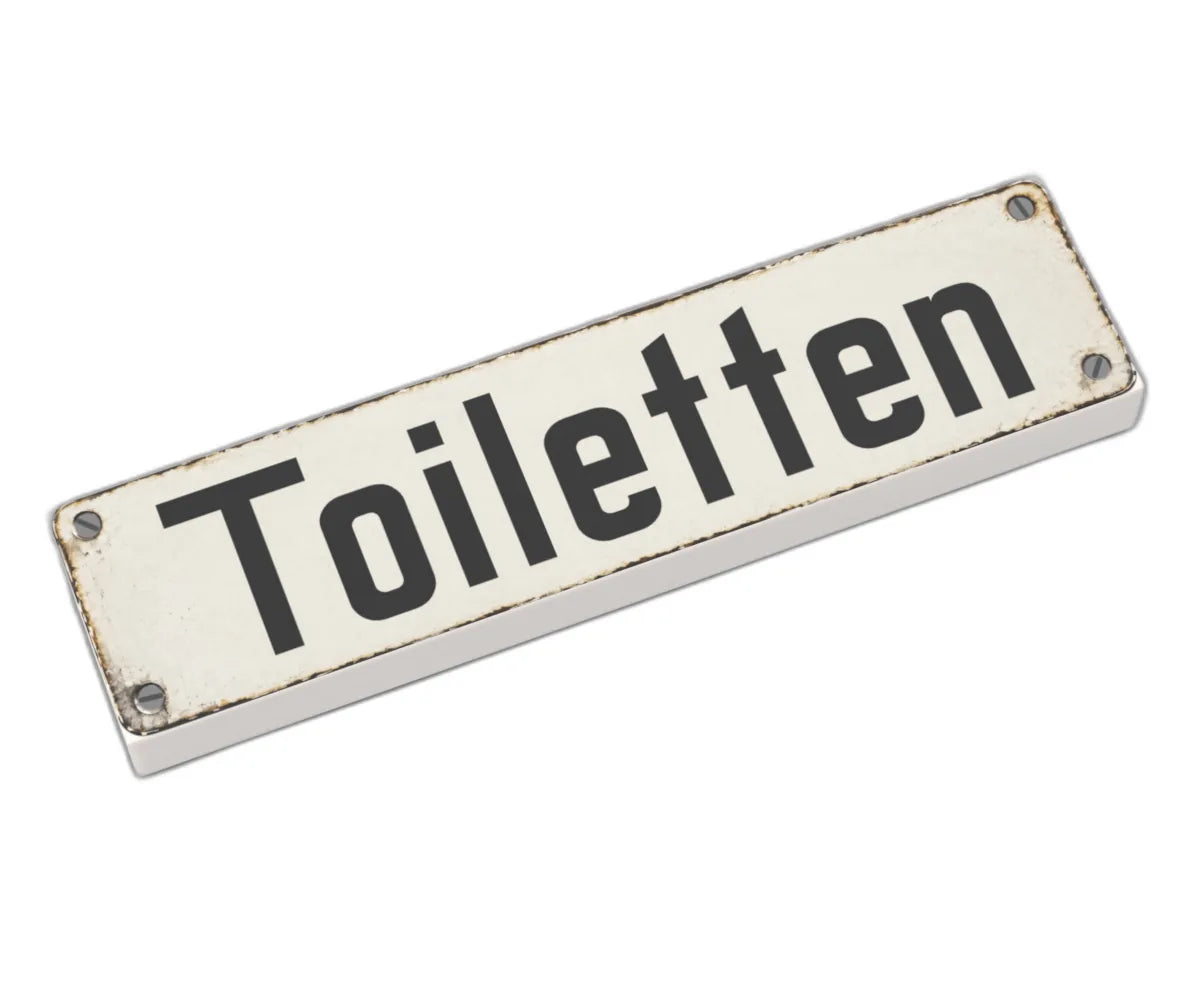 Bedruckte LEGO® Fliese 1x4 - Altes Schild 7 'Toiletten'