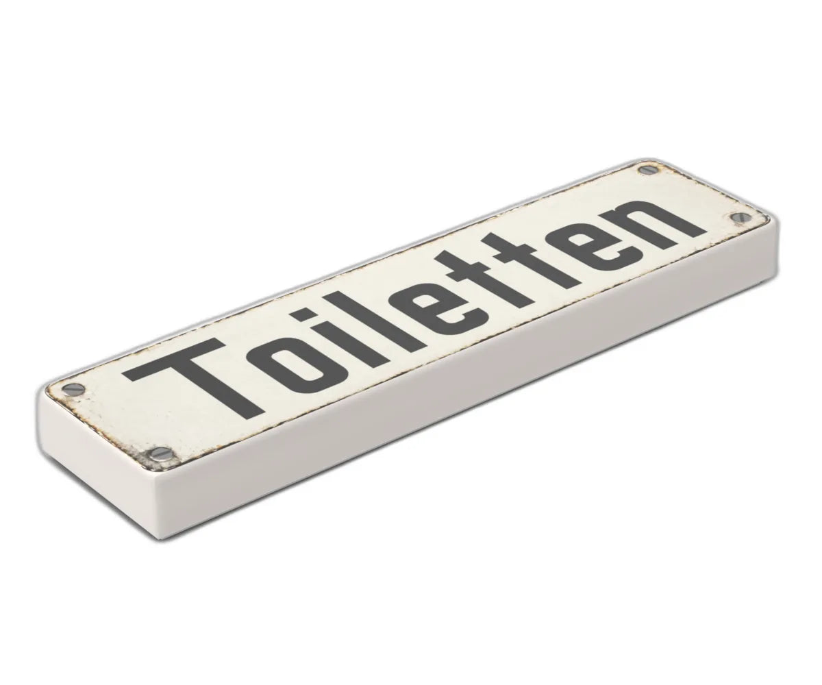 Bedruckte LEGO® Fliese 1x4 - Altes Schild 7 'Toiletten'