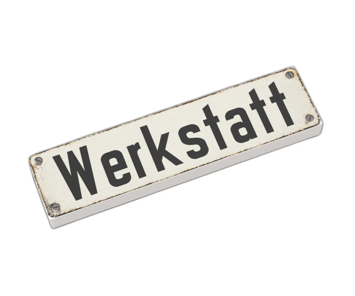 Bedruckte LEGO® Fliese 1x4 - Altes Schild 9 'Werkstatt'