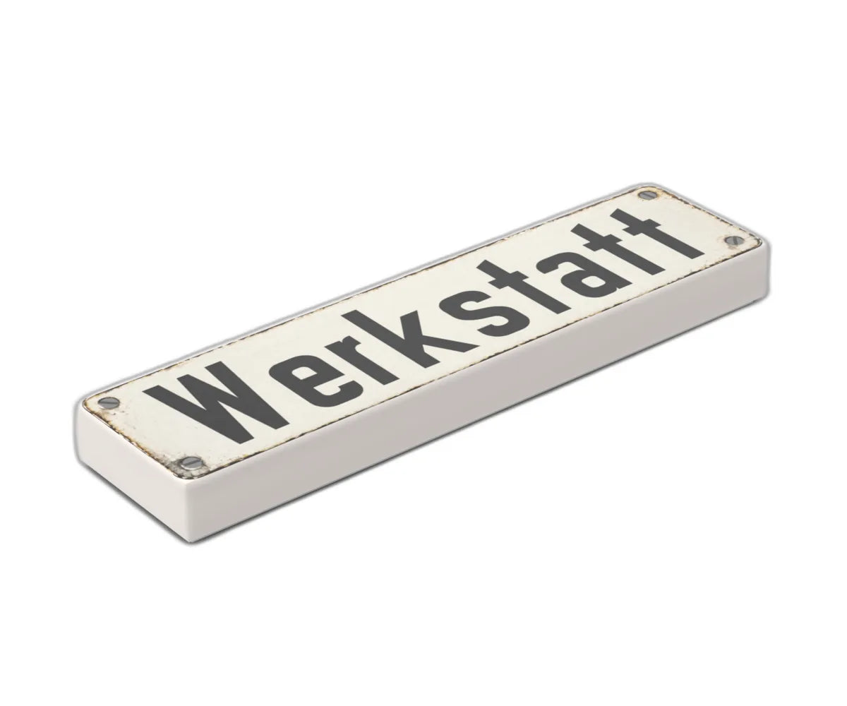 Bedruckte LEGO® Fliese 1x4 - Altes Schild 9 'Werkstatt'